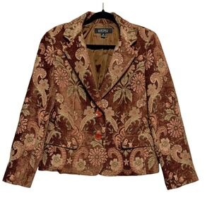 Kasper Vintage Coquette Academia‎ Tapestry Blazer Womens Size 14 Art Maximalist